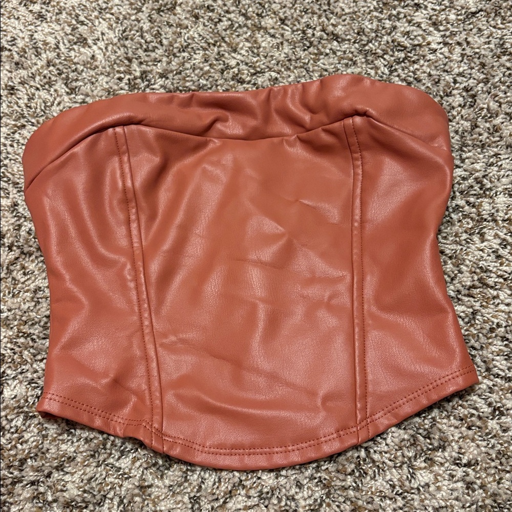 Altar'd State Rust Faux Leather Corset Top